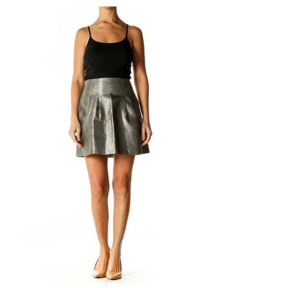 Madewell Gold Metallic Chic A Line Mini Skirt ECU - Picture 2 of 9